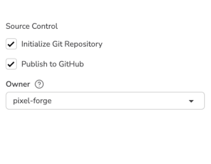 New Project form with Initialize Git Repository enabled